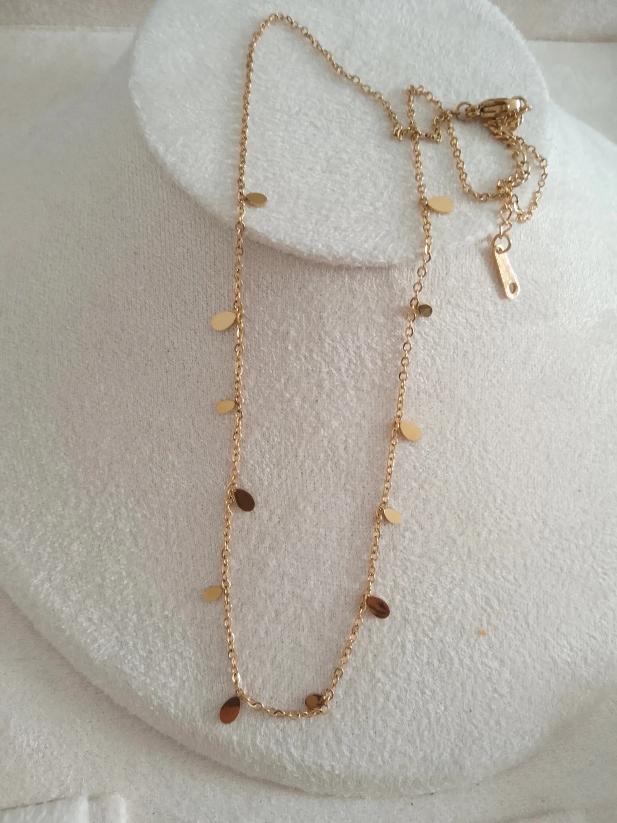 collier pampilles gouttes acier inoxydable doré